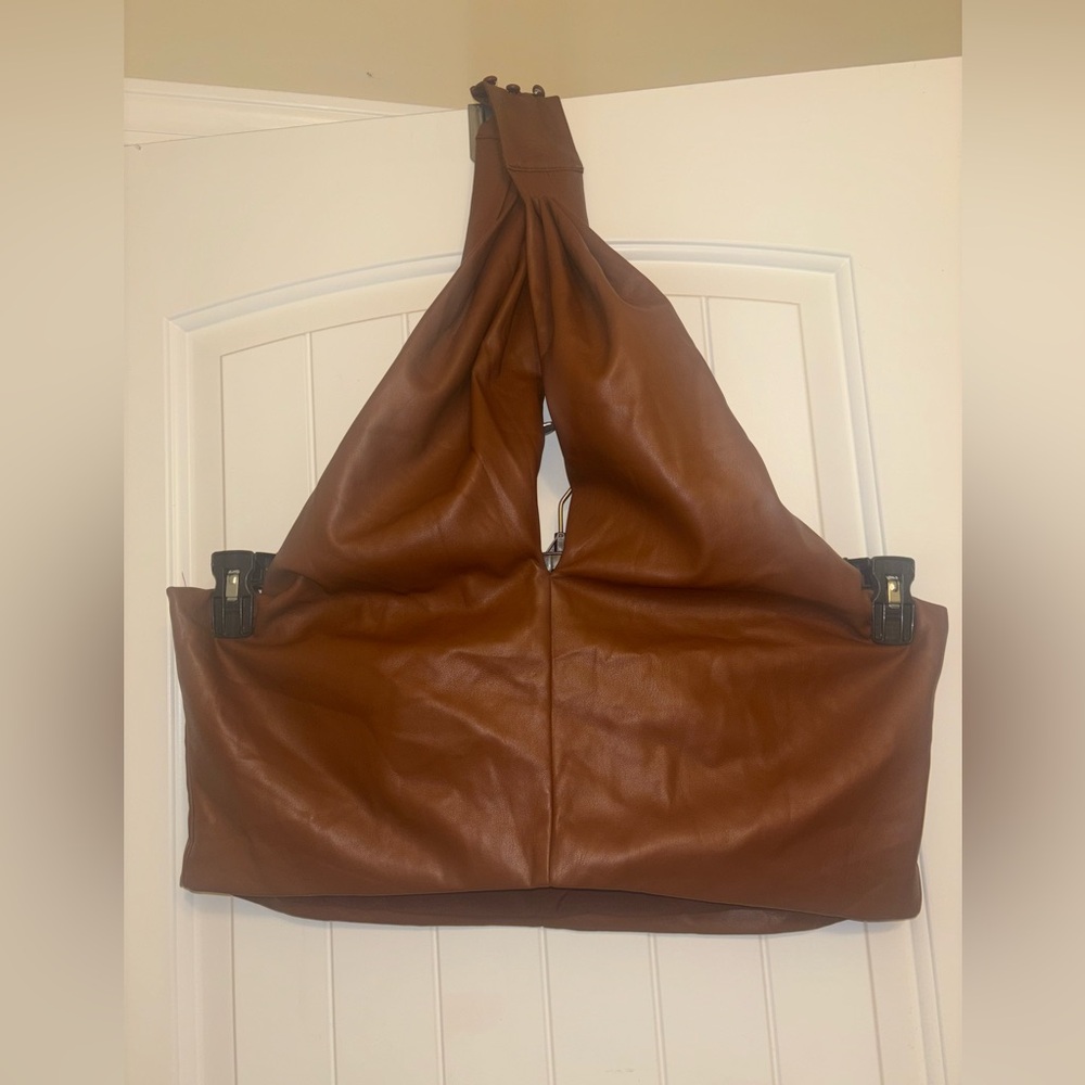 Eloquii halter brown faux leather crop top size 20 - Picture 2 of 11